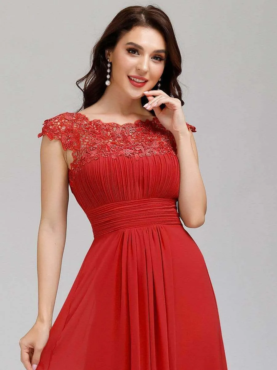 Allanah cap sleeve lace and chiffon bridesmaid dress in darker colors