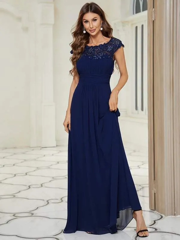 Allanah cap sleeve lace and chiffon bridesmaid dress in darker colors