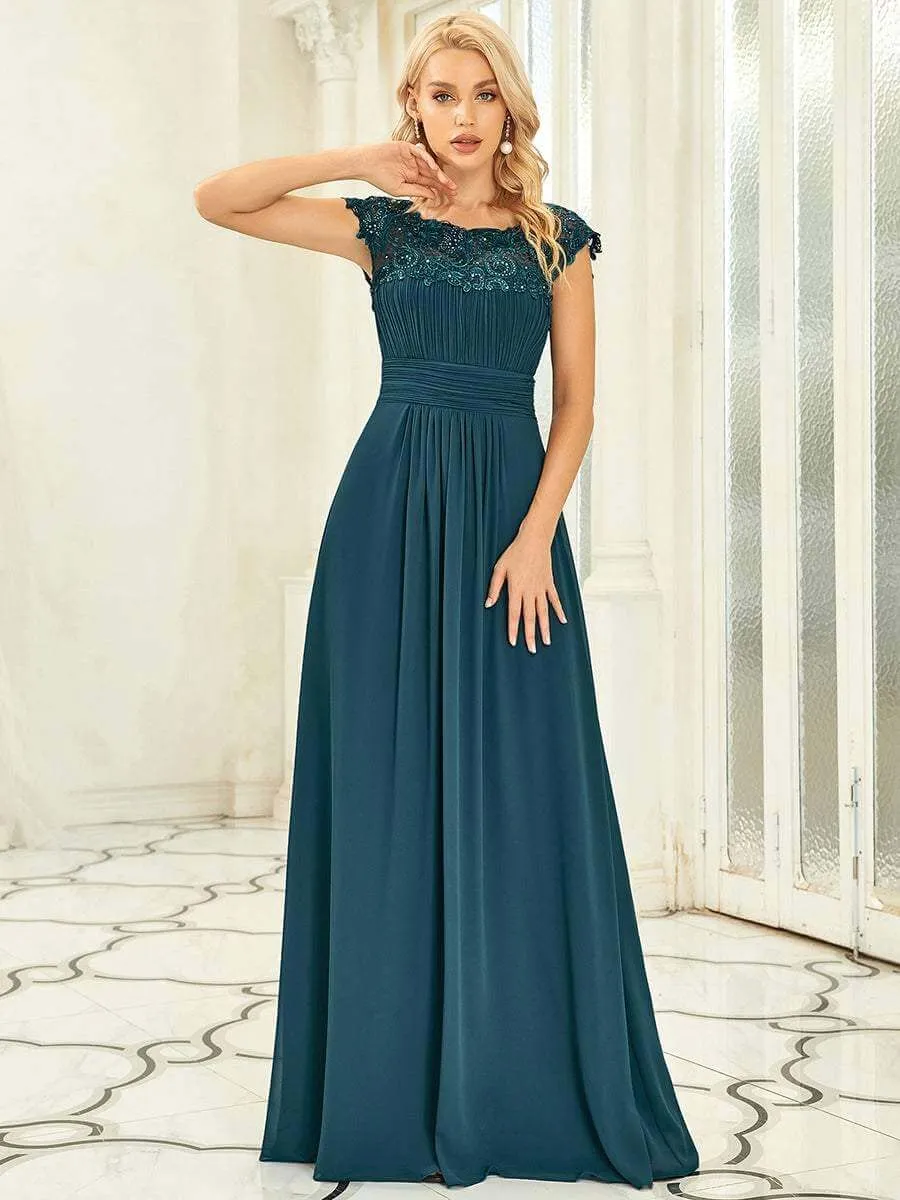 Allanah cap sleeve lace and chiffon bridesmaid dress in darker colors