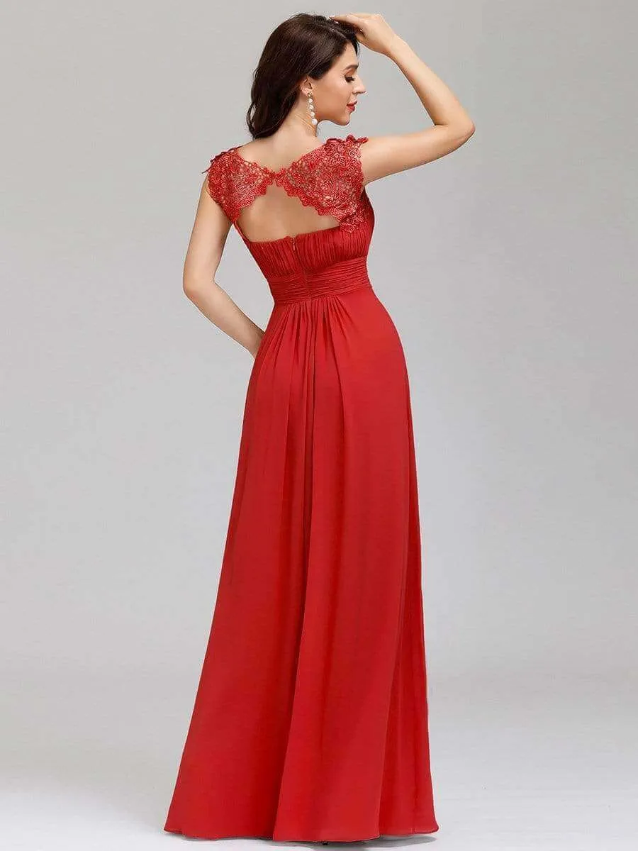 Allanah cap sleeve lace and chiffon bridesmaid dress in darker colors