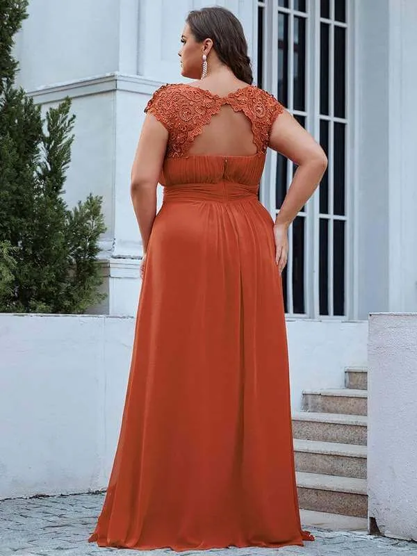 Allanah cap sleeve lace and chiffon bridesmaid dress in darker colors