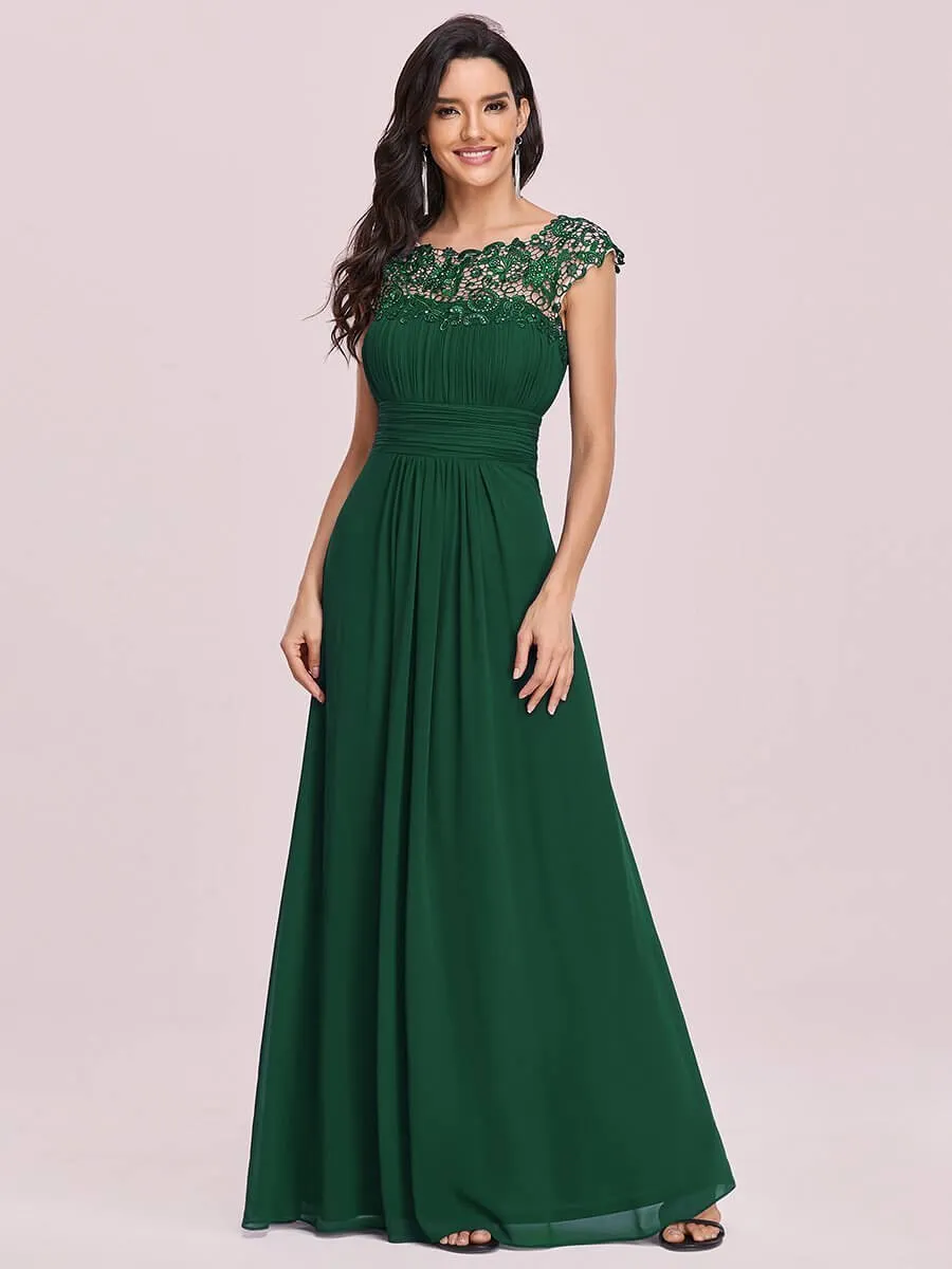 Allanah cap sleeve lace and chiffon bridesmaid dress in darker colors
