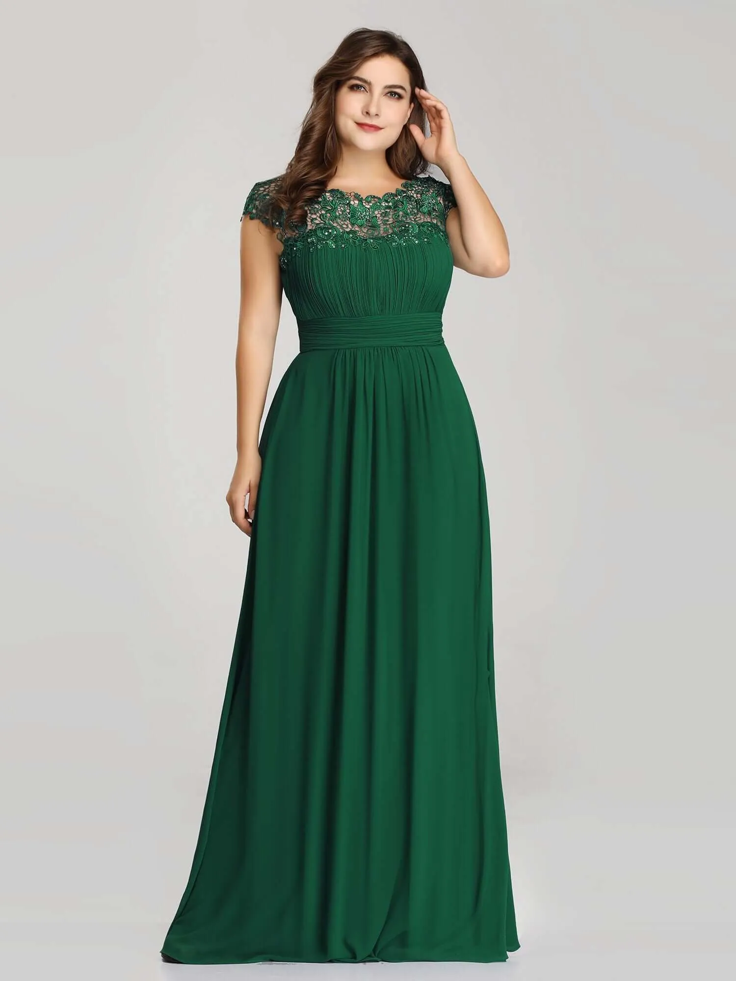 Allanah cap sleeve lace and chiffon bridesmaid dress in darker colors