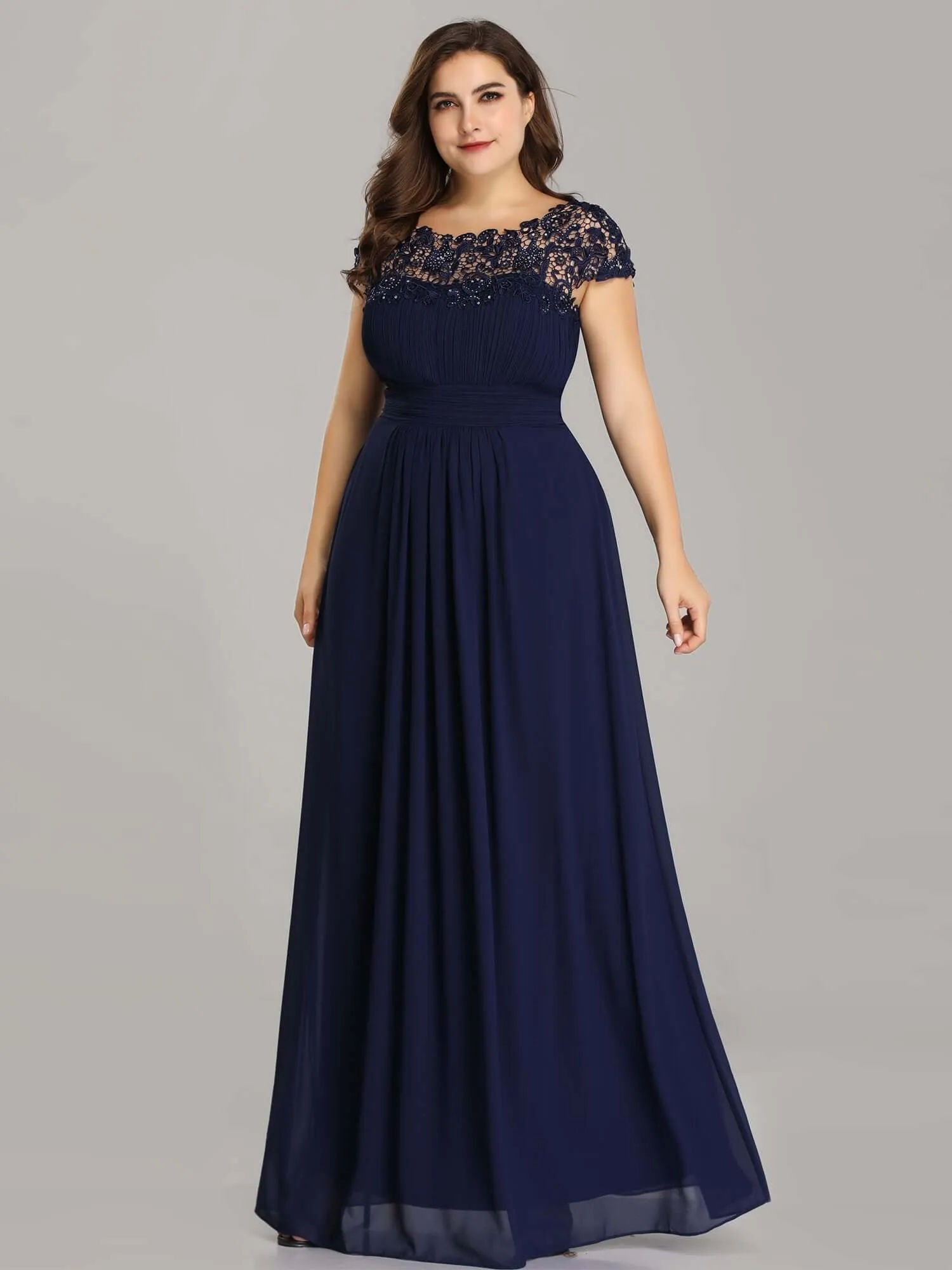 Allanah cap sleeve lace and chiffon bridesmaid dress in darker colors