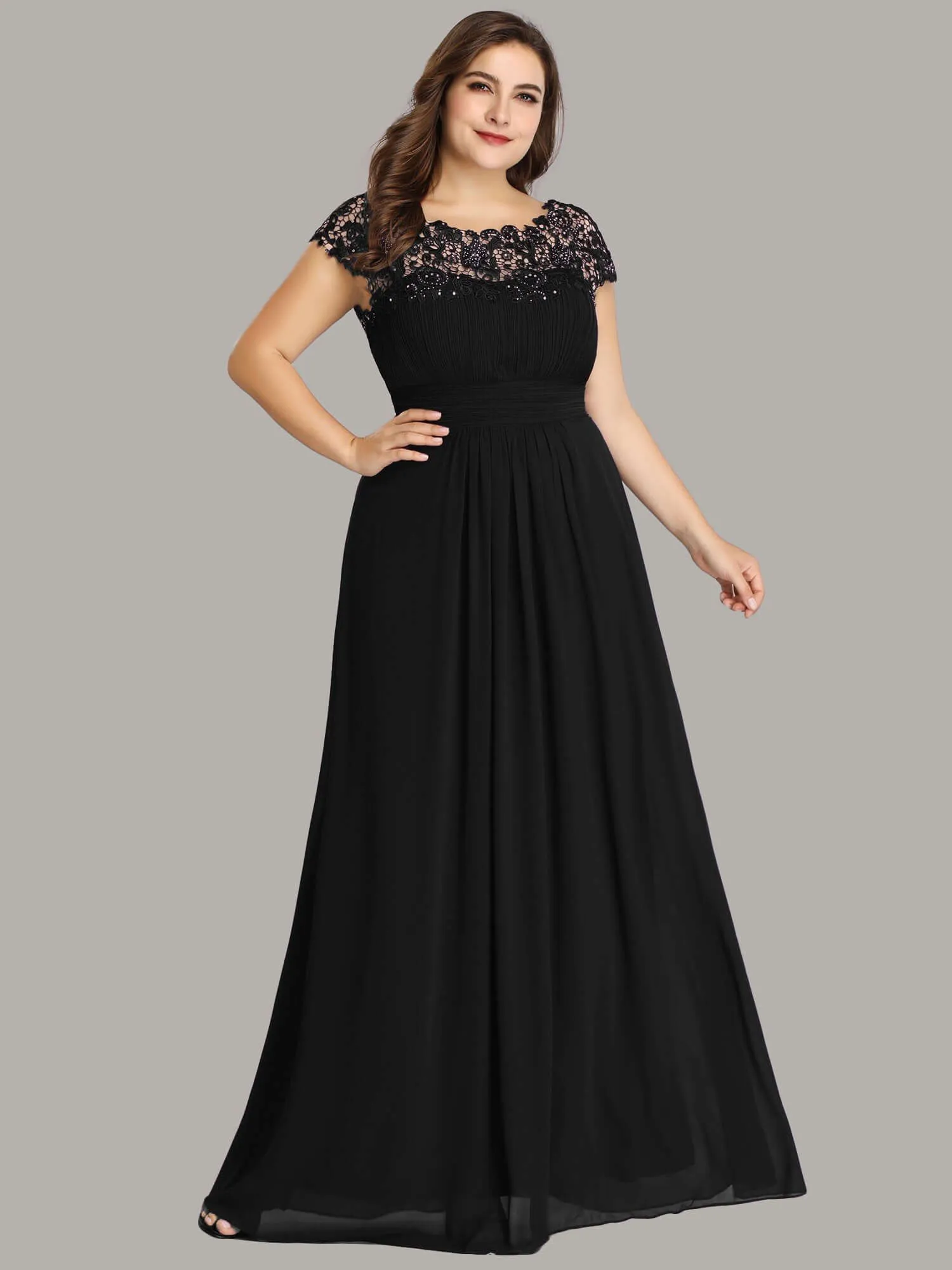 Allanah cap sleeve lace and chiffon bridesmaid dress in darker colors