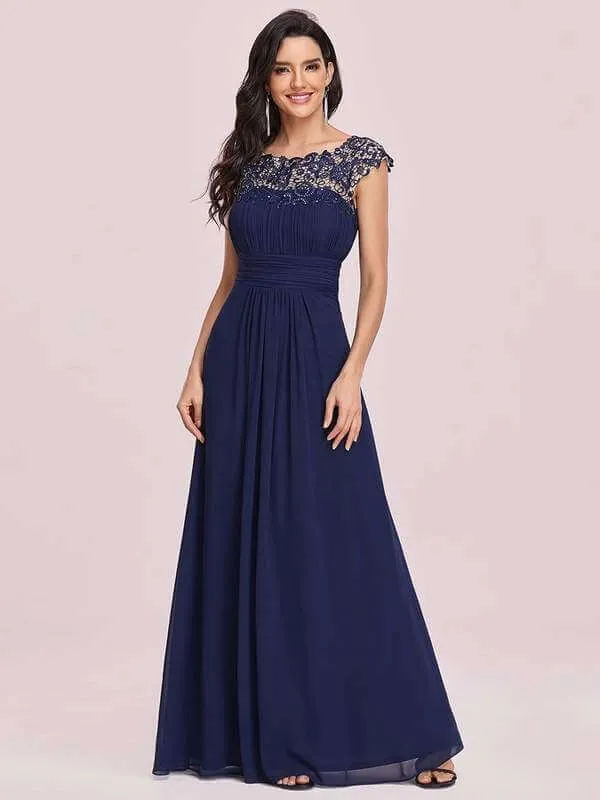 Allanah cap sleeve lace and chiffon bridesmaid dress in darker colors