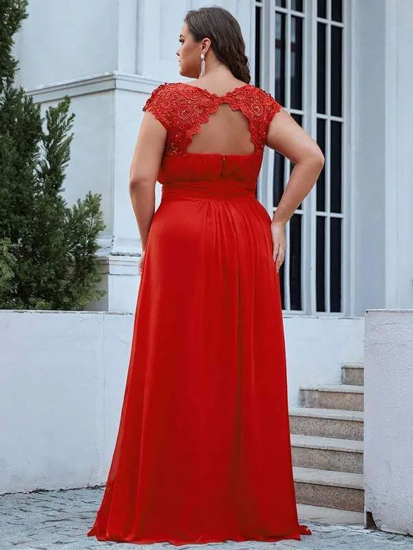 Allanah cap sleeve lace and chiffon bridesmaid dress in darker colors