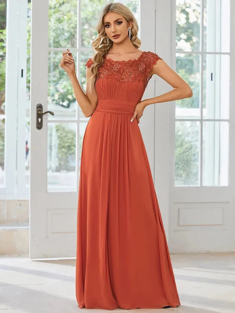 Allanah cap sleeve lace and chiffon bridesmaid dress in darker colors