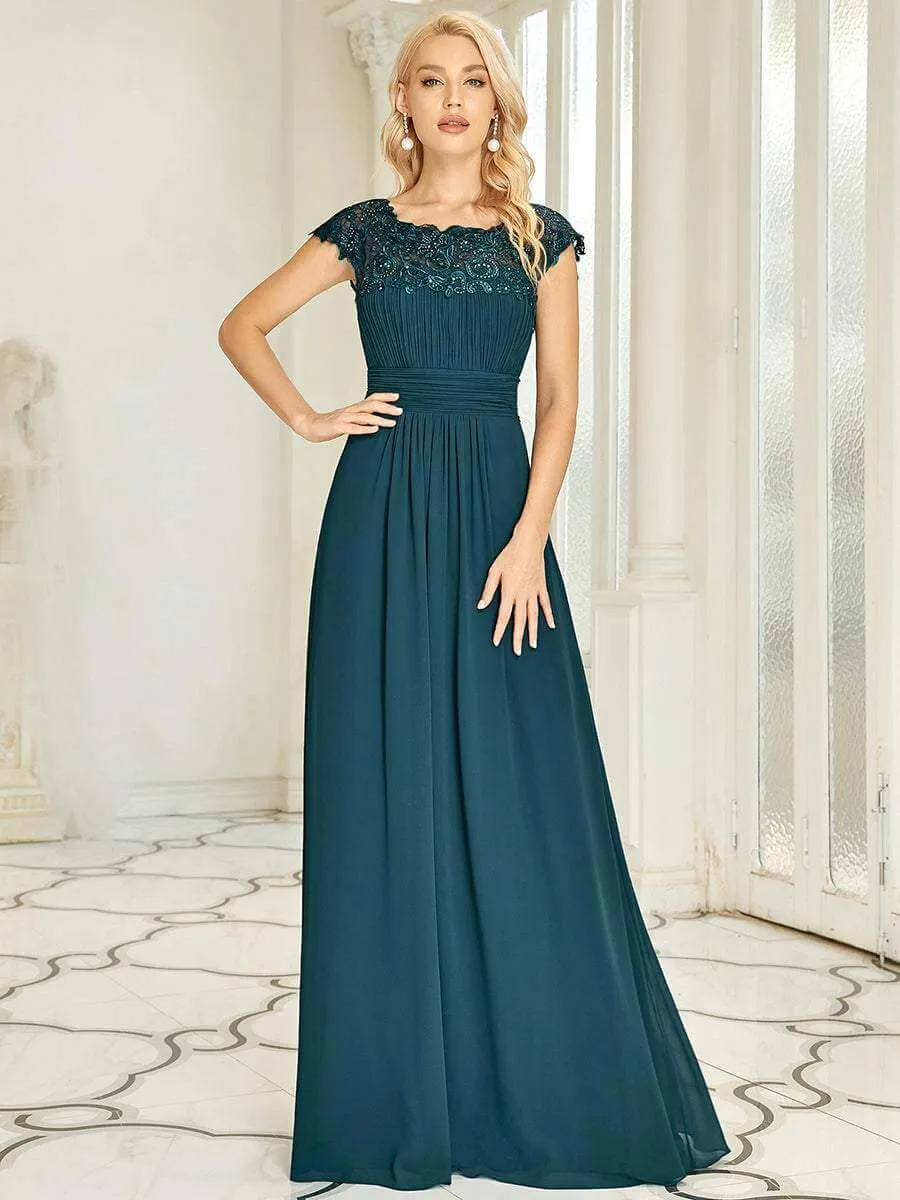 Allanah cap sleeve lace and chiffon bridesmaid dress in darker colors