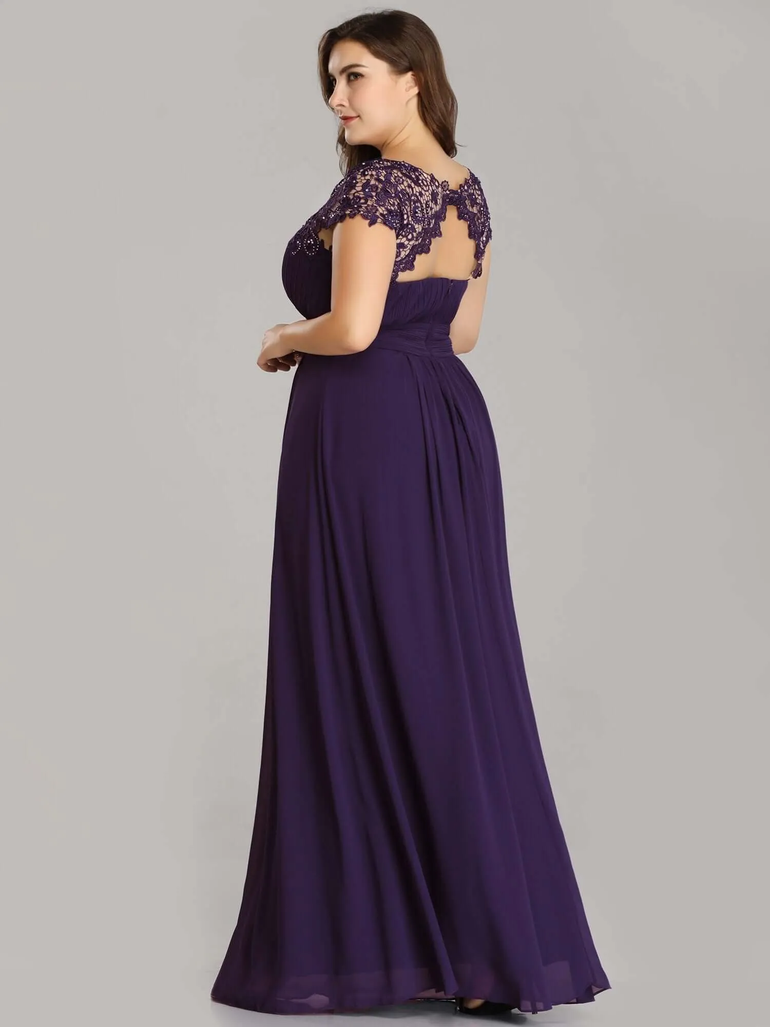Allanah cap sleeve lace and chiffon bridesmaid dress in darker colors