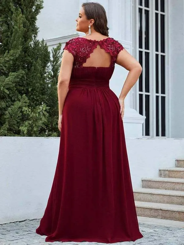 Allanah cap sleeve lace and chiffon bridesmaid dress in darker colors