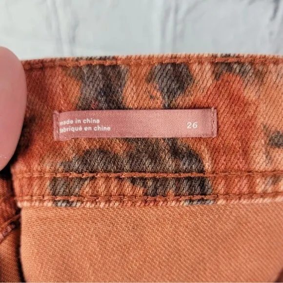 Anthropologie Pilcro The slim boyfriend crop orange pattern destroyed jeans pant