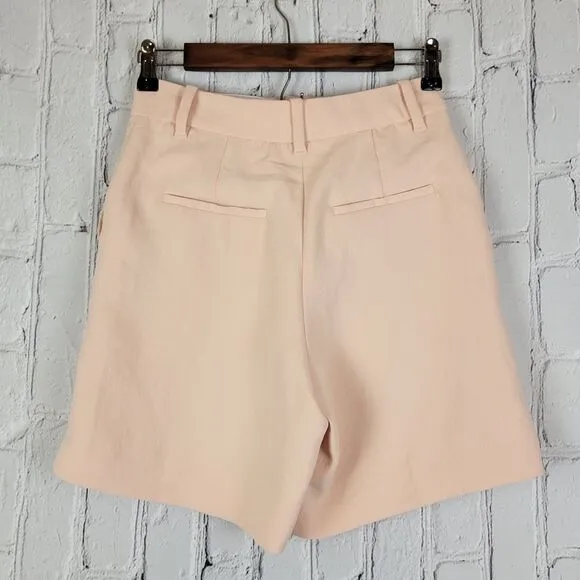 Aritzia Wilfred light soft coral blush pink the effortless pleated crepe shorts