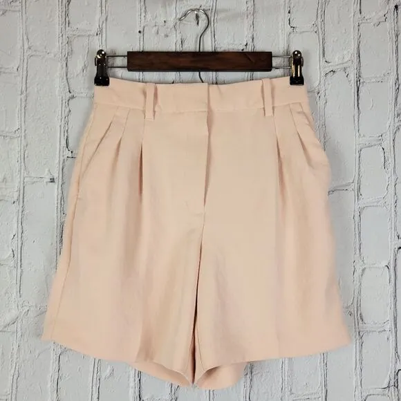 Aritzia Wilfred light soft coral blush pink the effortless pleated crepe shorts