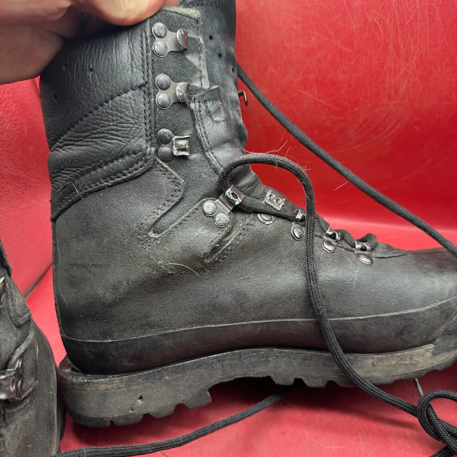 Austrian Army Black Leather Heavy Duty Combat Boots - Size EU 41 - UK 7