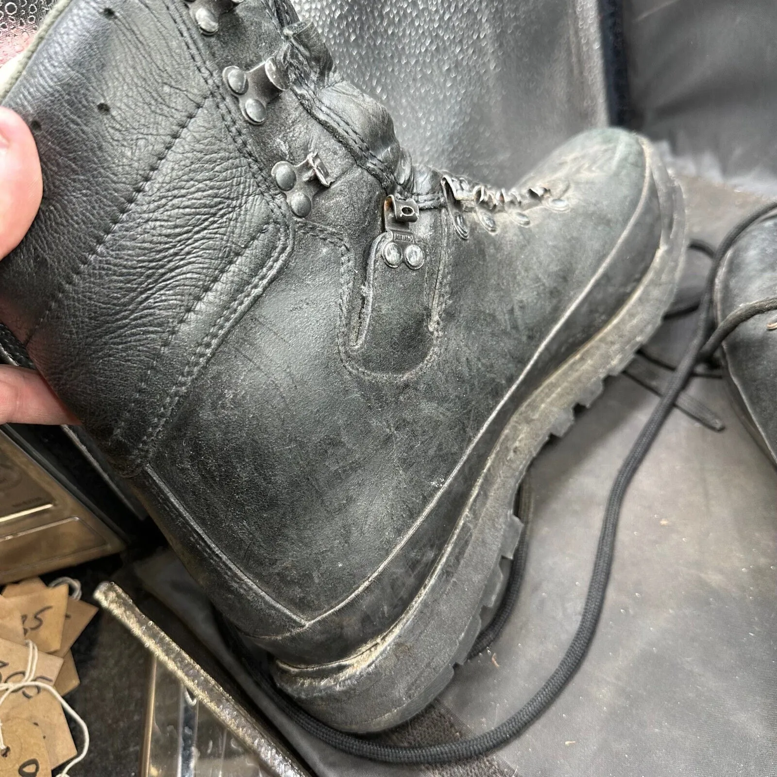 Austrian Army Black Leather Heavy Duty Combat Boots - Size EU 42 - UK 8