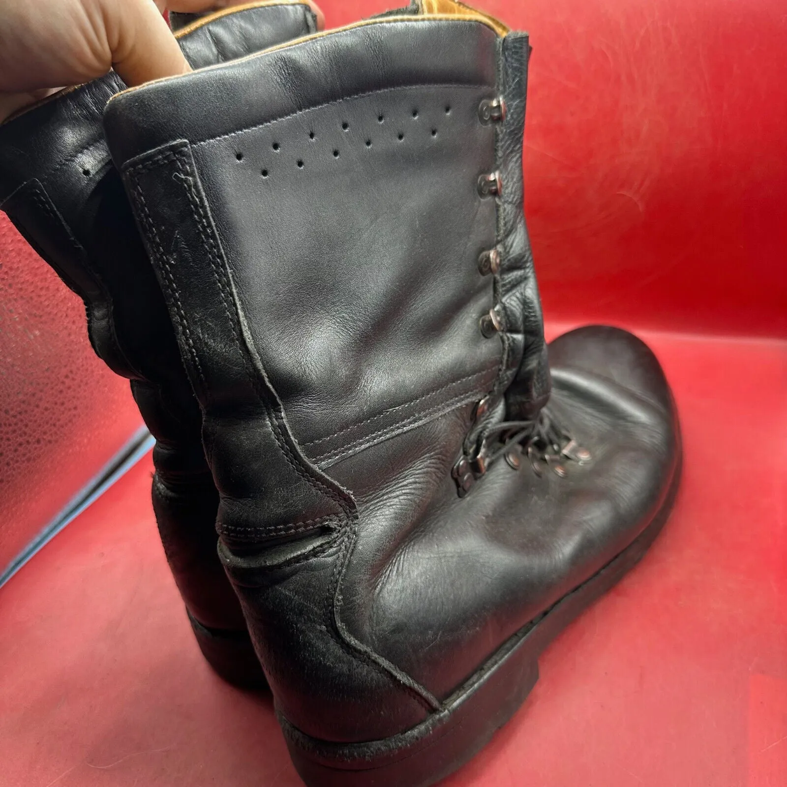 Austrian Army Black Leather Heavy Duty Combat Boots - Size EU 45 - UK 10
