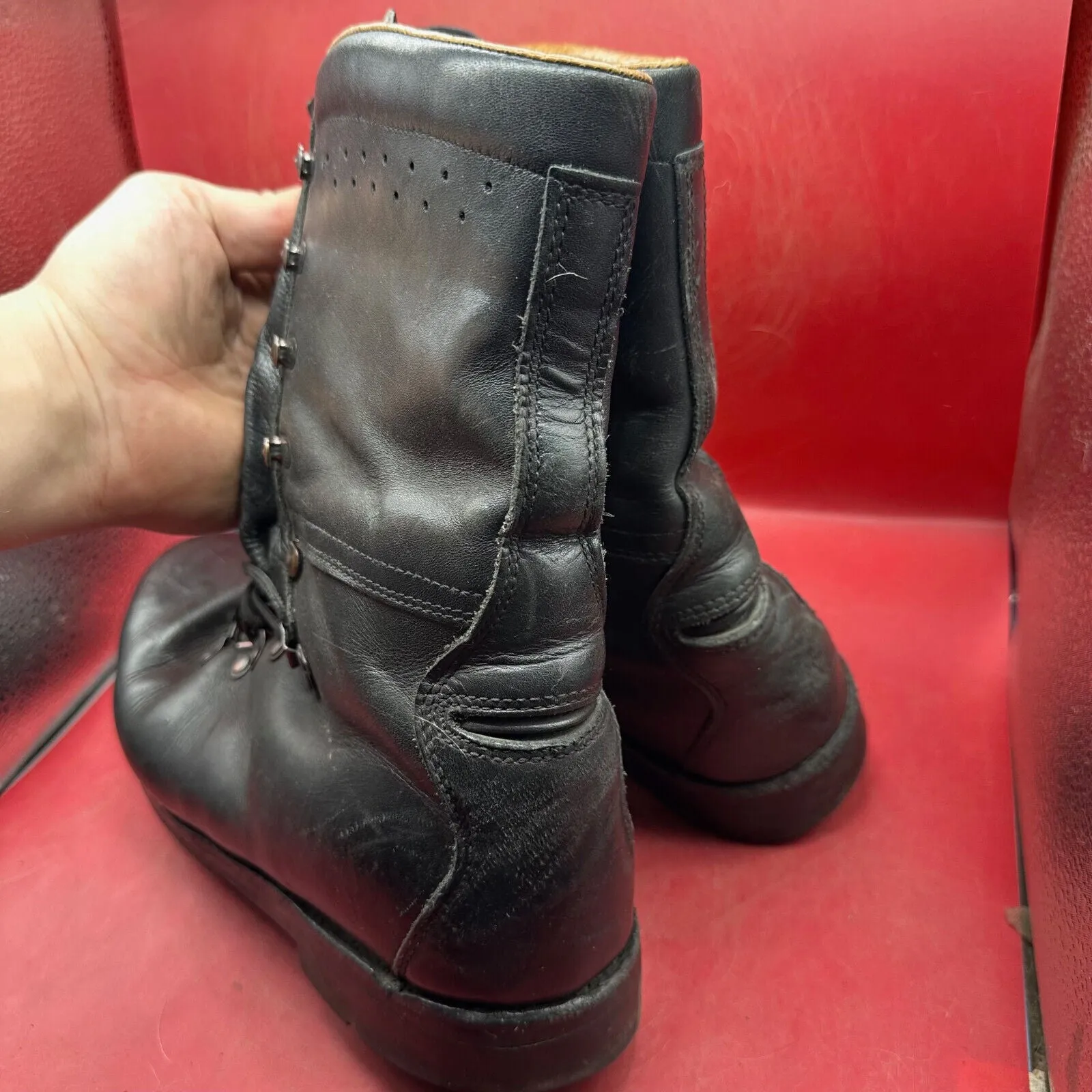 Austrian Army Black Leather Heavy Duty Combat Boots - Size EU 45 - UK 10