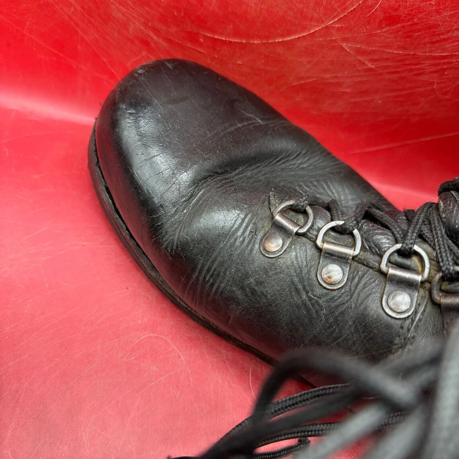Austrian Army Black Leather Heavy Duty Combat Boots - Size EU 45 - UK 10