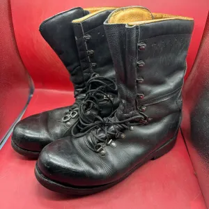 Austrian Army Black Leather Heavy Duty Combat Boots - Size EU 45 - UK 10