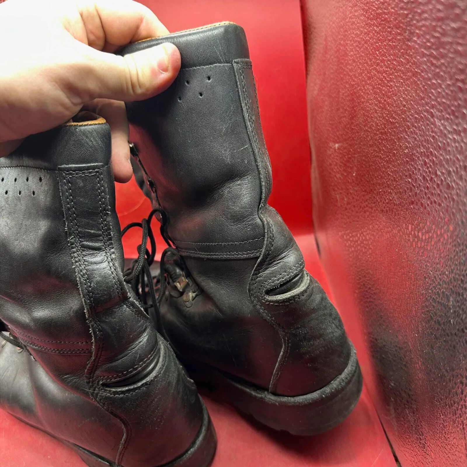 Austrian Army Black Leather Heavy Duty Combat Boots - Size EU 45 - UK 10