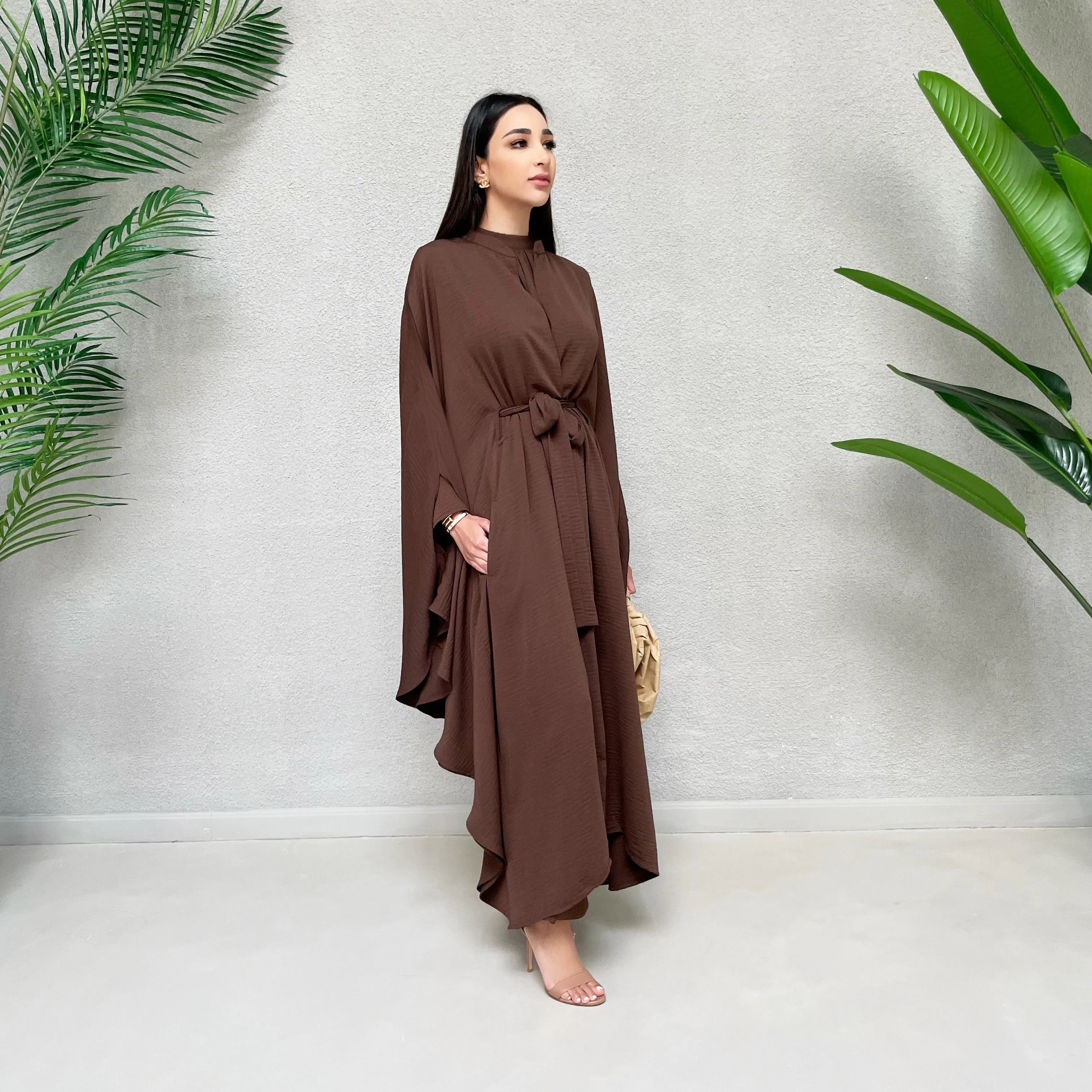 AW 21 HALA CAPE STYLE ABAYA CHOCOLATE
