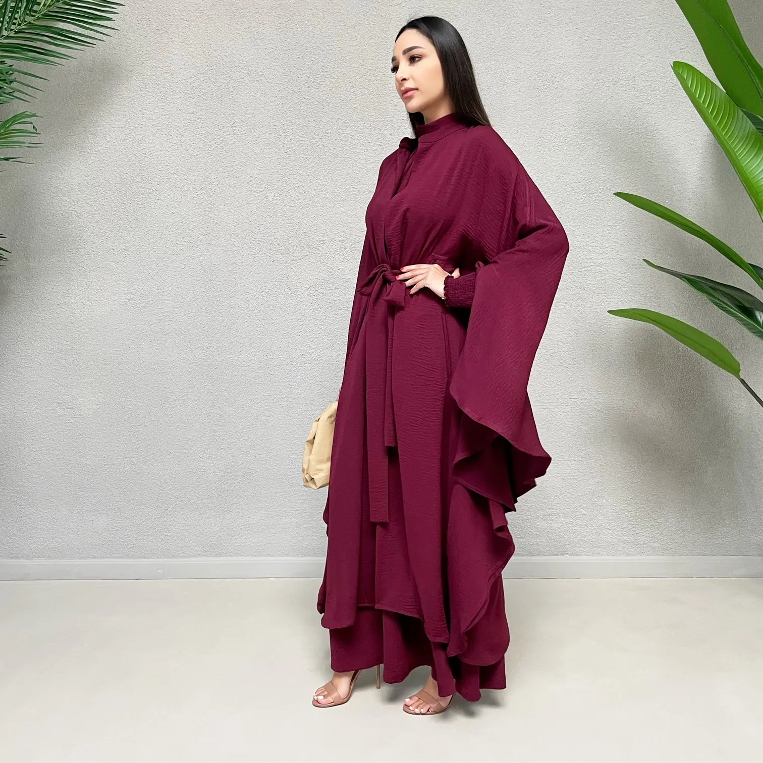 AW 21 HALA CAPE STYLE ABAYA GRAPE