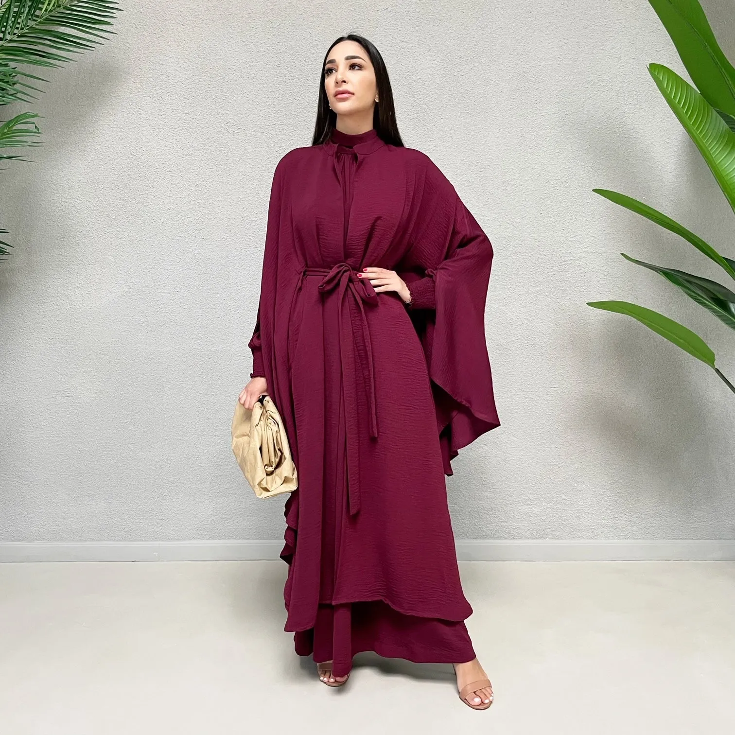 AW 21 HALA CAPE STYLE ABAYA GRAPE