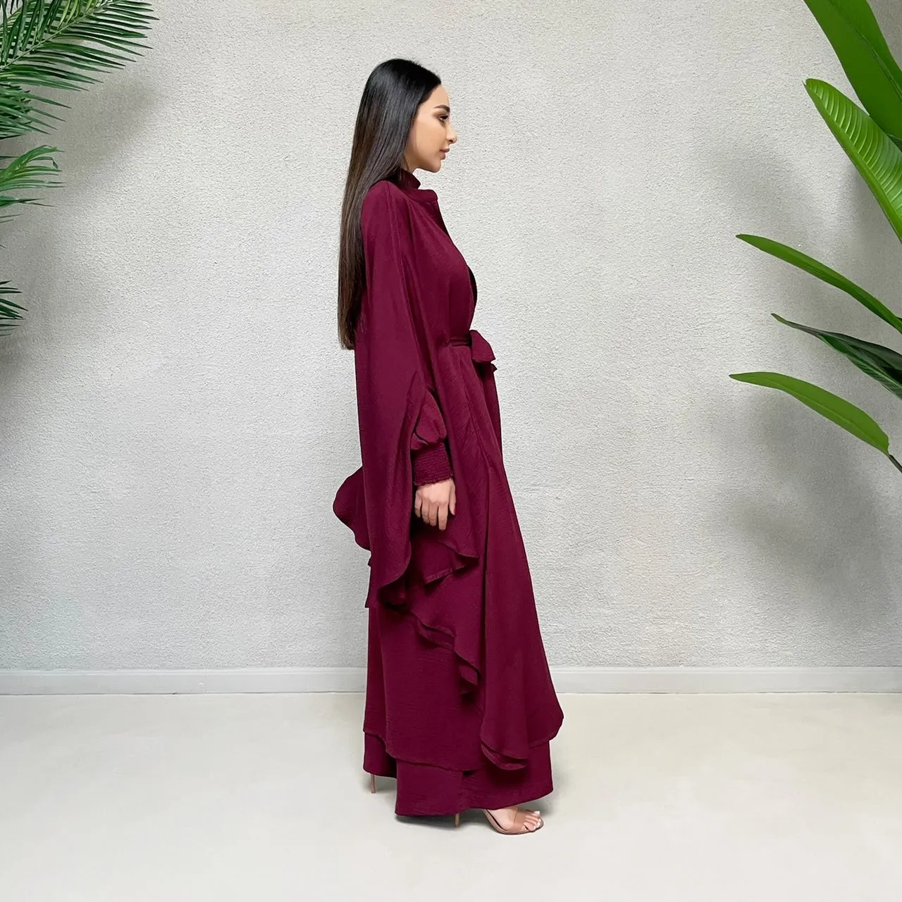 AW 21 HALA CAPE STYLE ABAYA GRAPE