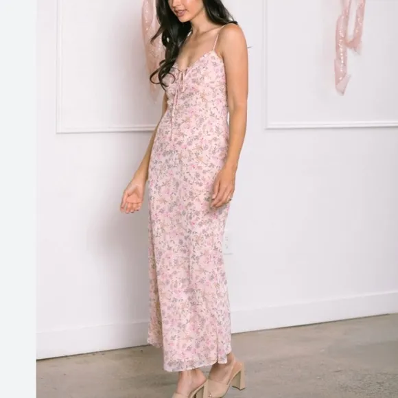bailey rose  mesh Floral Pink Maxi Dress maxi size M​