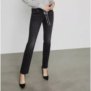 BCBGMaxAzria Distressed Solid Black Straight Tapered Leg Jeans