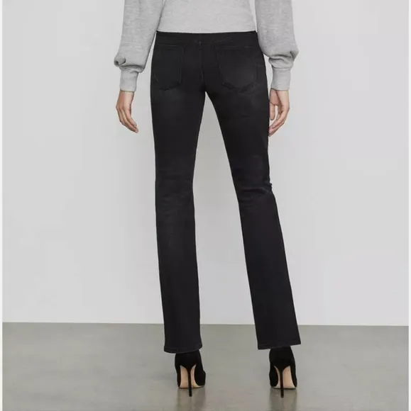 BCBGMaxAzria Distressed Solid Black Straight Tapered Leg Jeans