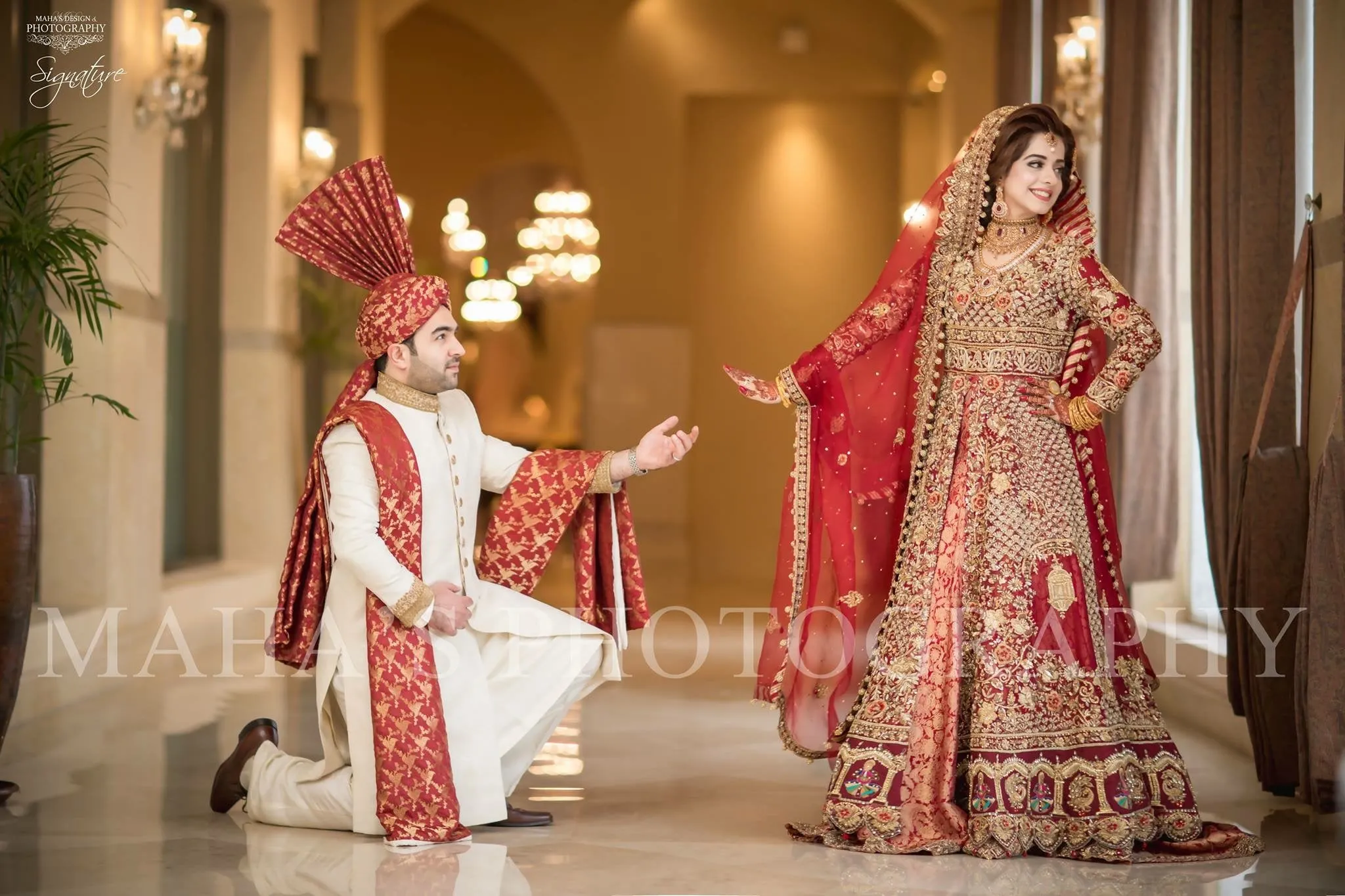 Beautiful bridal open maxi in red color with dull golden and antique golden work Model# W 1194