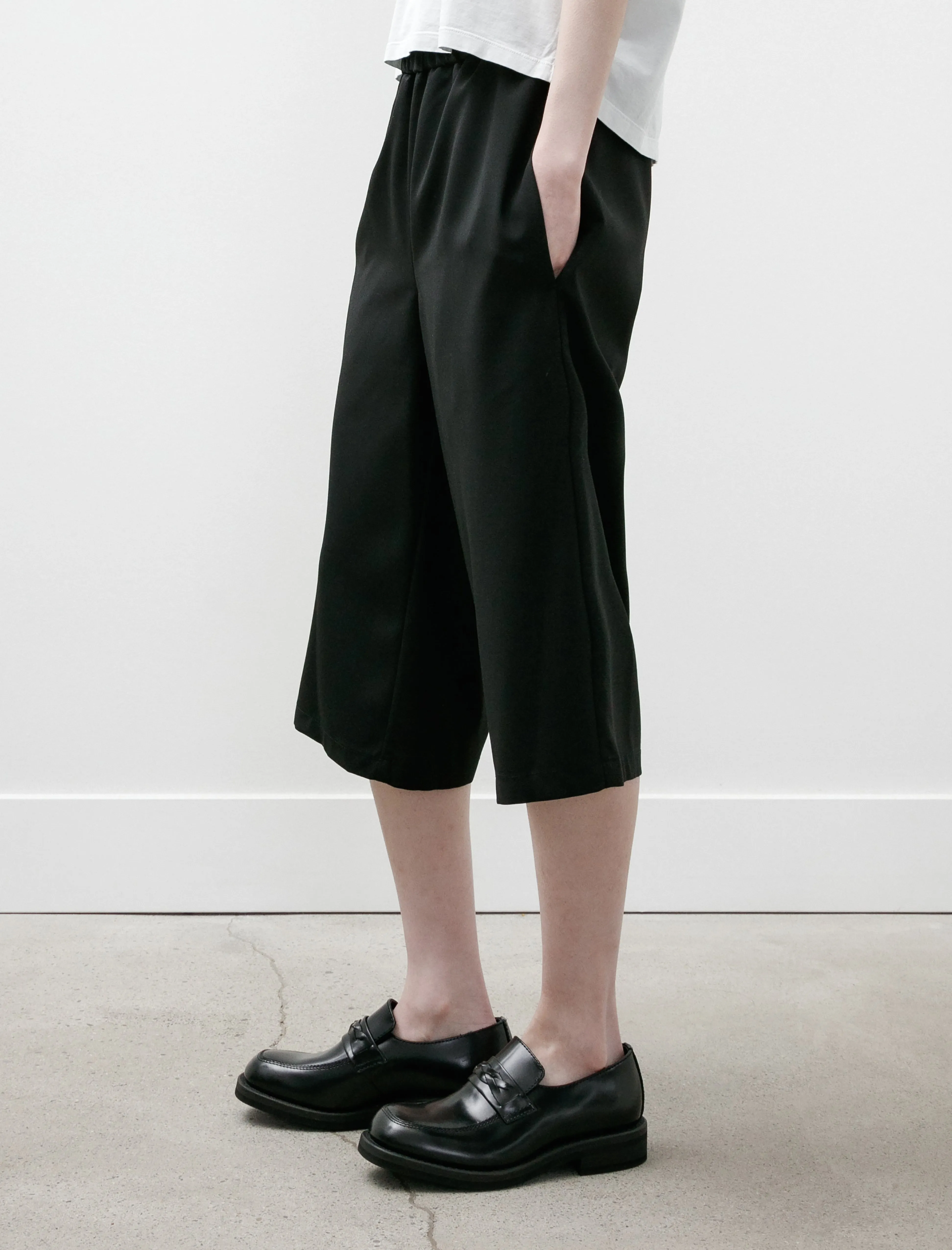 Bermuda Shorts Black Popline Wool