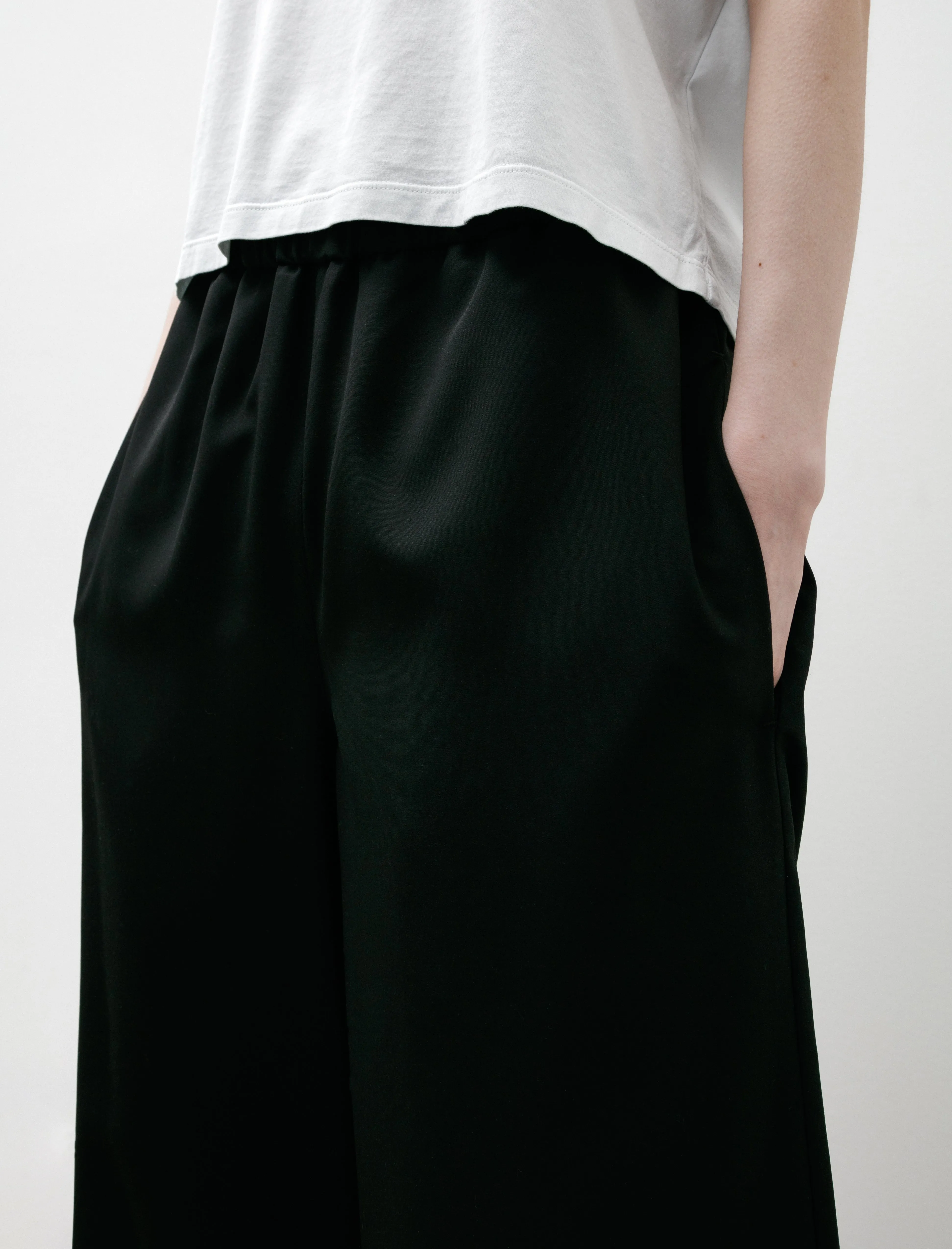 Bermuda Shorts Black Popline Wool