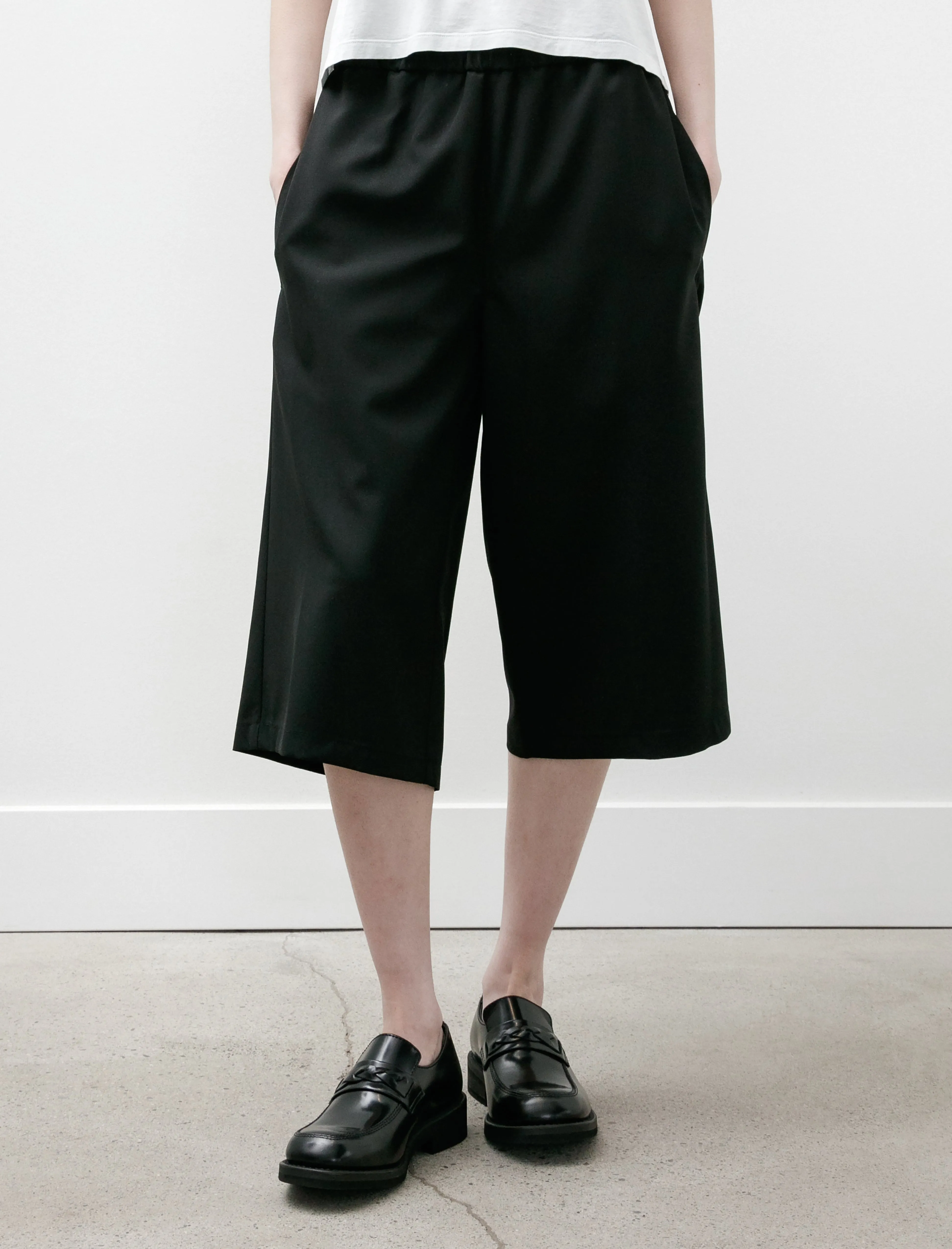 Bermuda Shorts Black Popline Wool