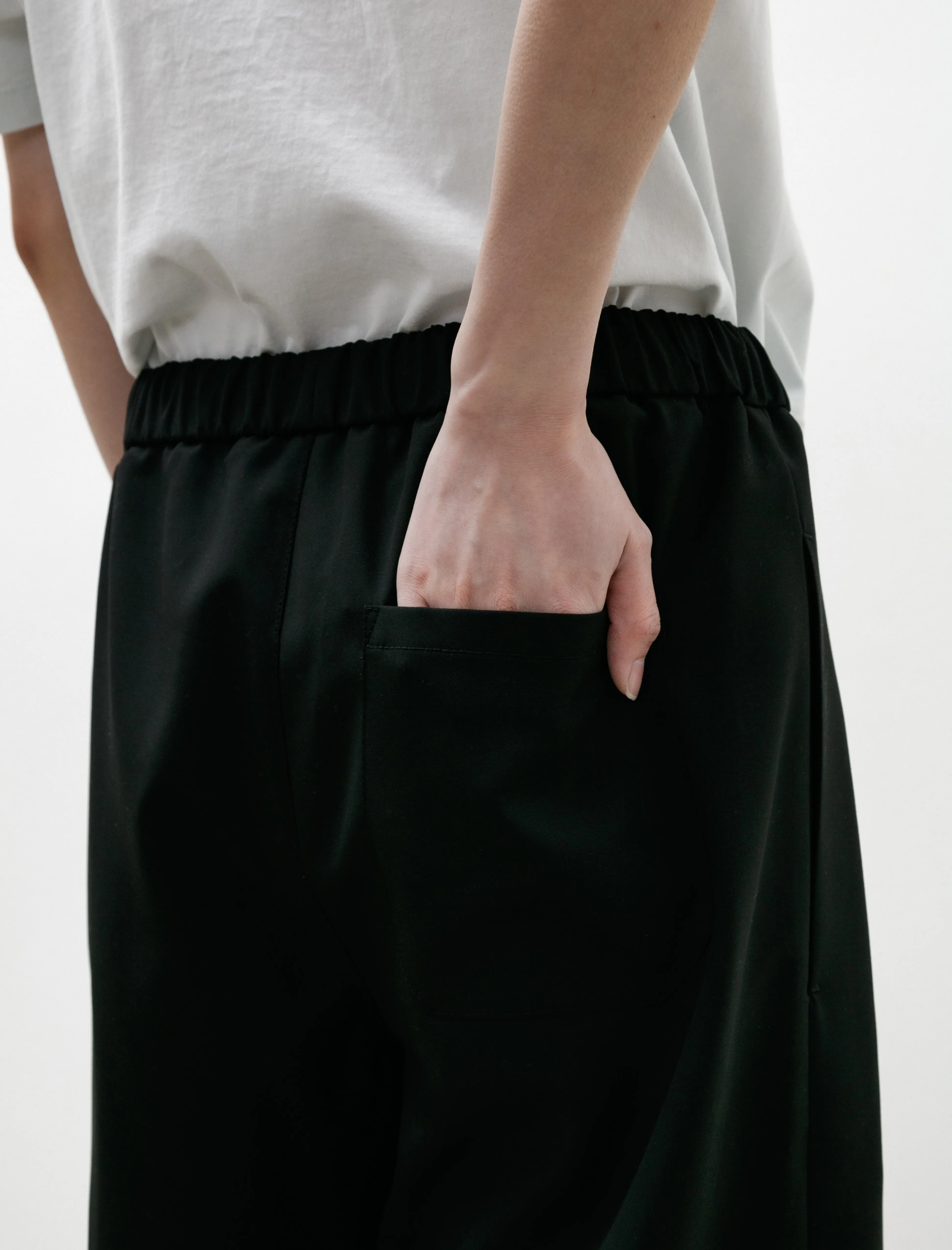Bermuda Shorts Black Popline Wool