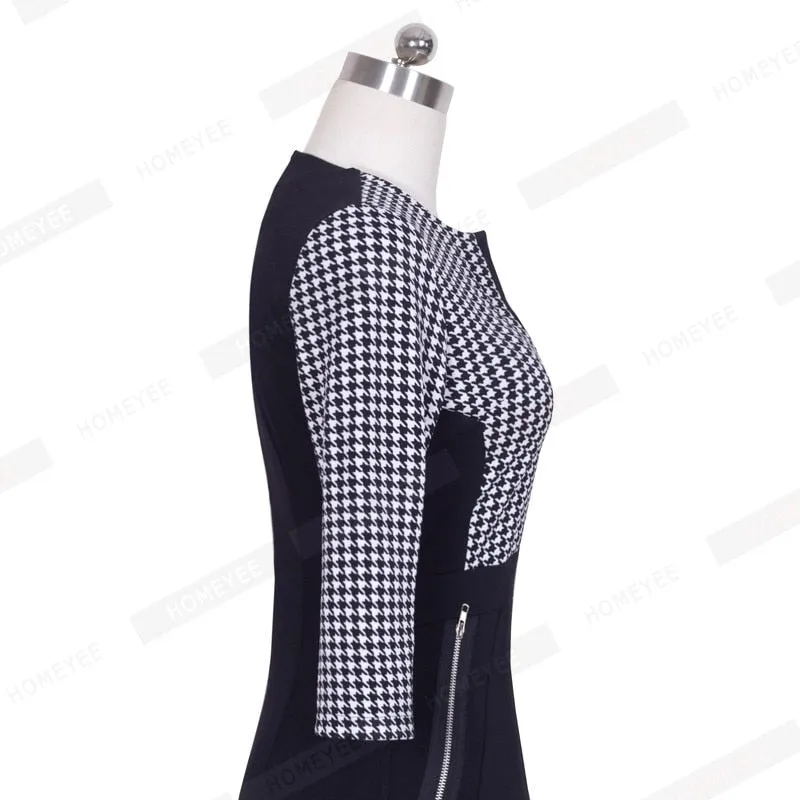 Betty Elegant Career Color block Knit Dress