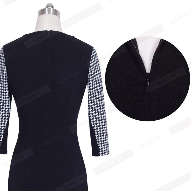 Betty Elegant Career Color block Knit Dress