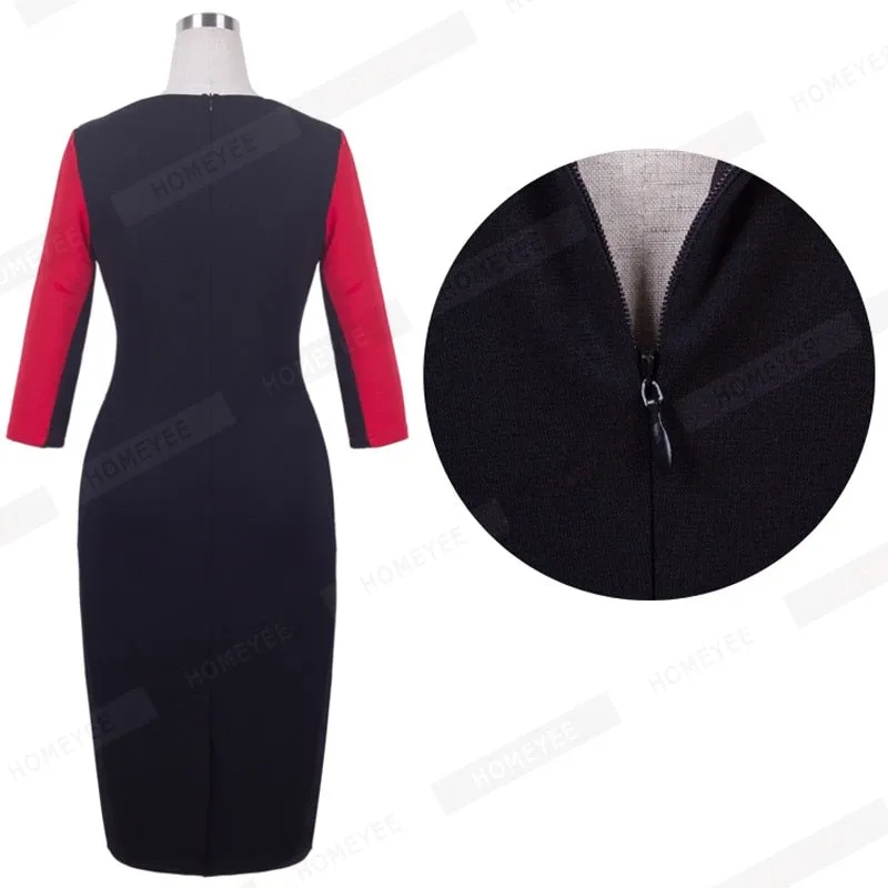 Betty Elegant Career Color block Knit Dress