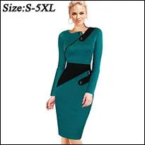 Betty Elegant Career Color block Knit Dress