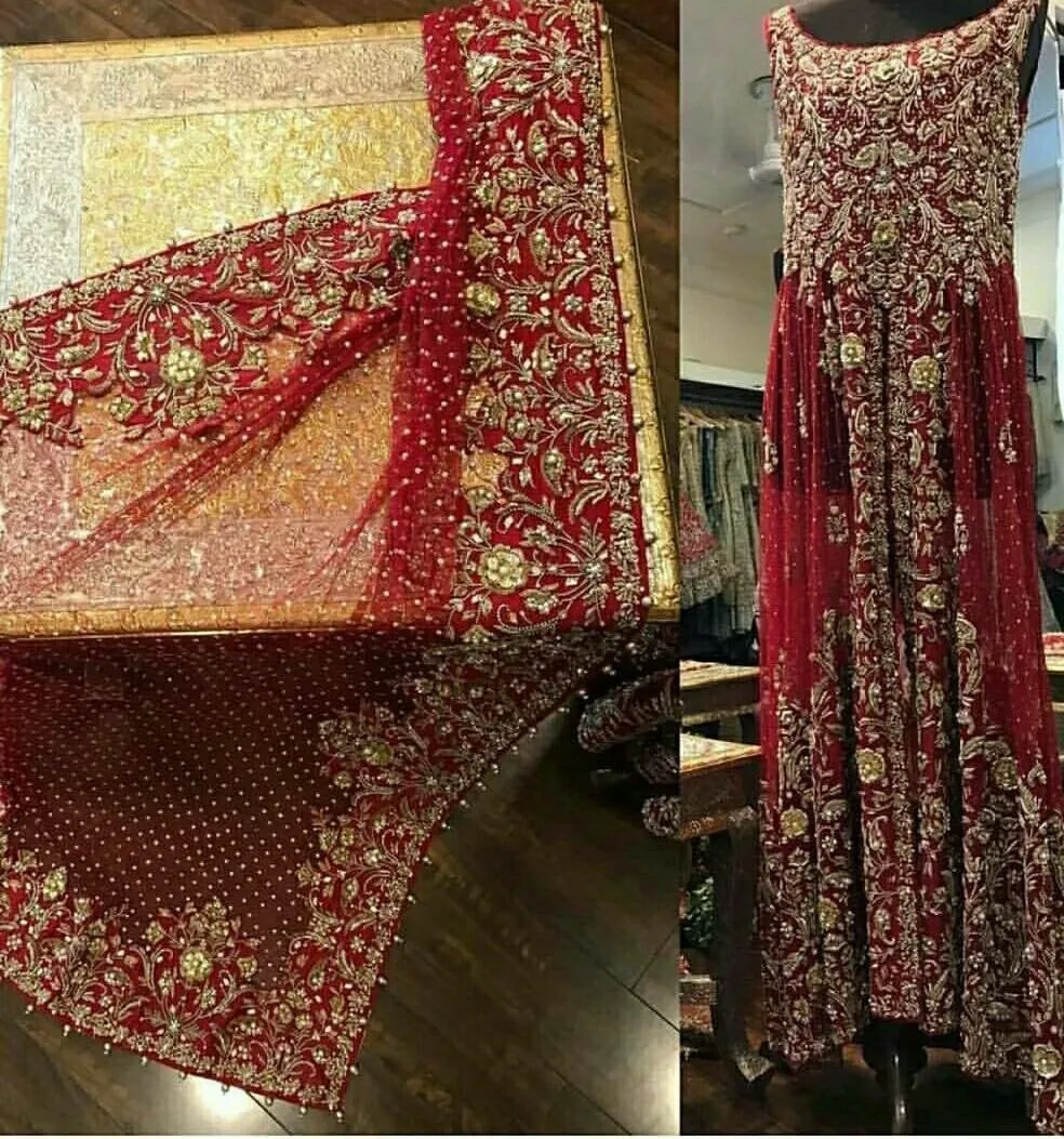 Beutifull bridal maxi in maroonish red color Model #W 1009