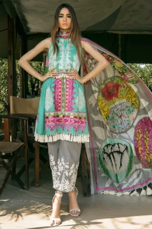 Beutifull lawn dress by sana safinaz in aqua green and gray color Model#L 1183