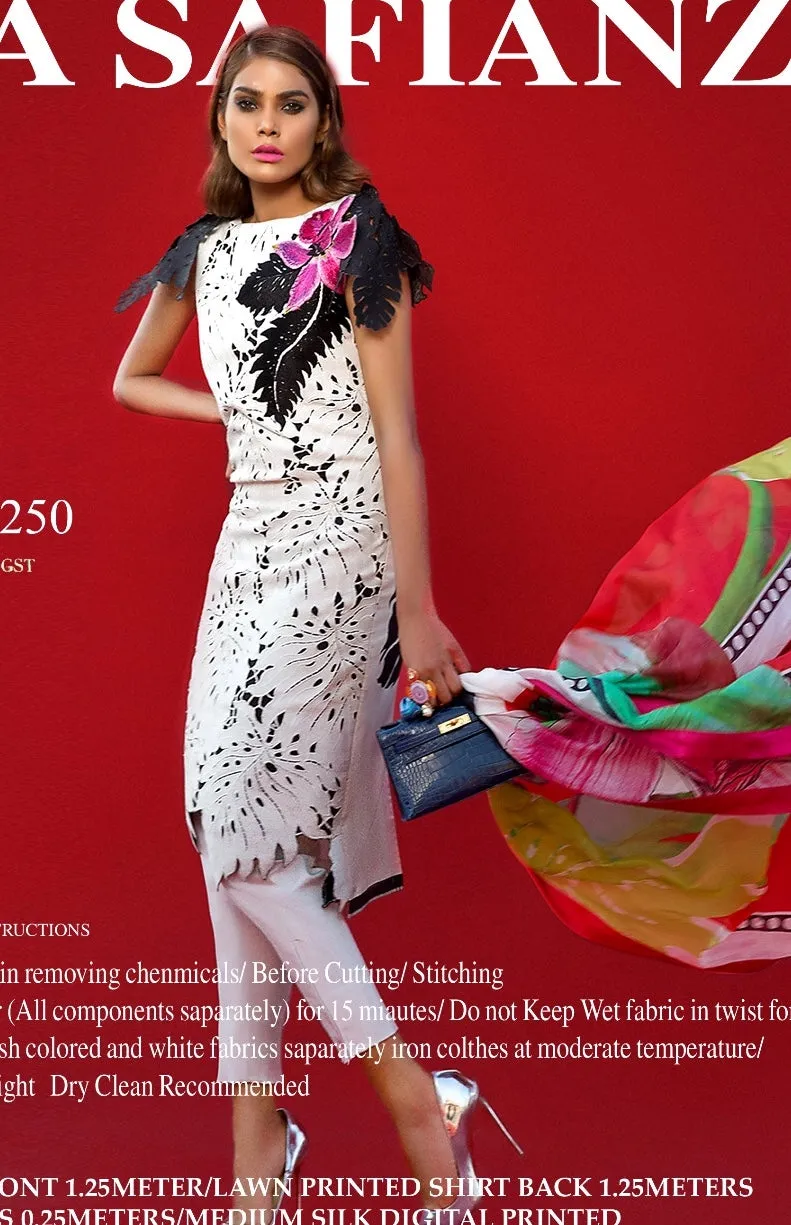 Beutifull lawn dress by sana safinaz in white color Model# L 1184
