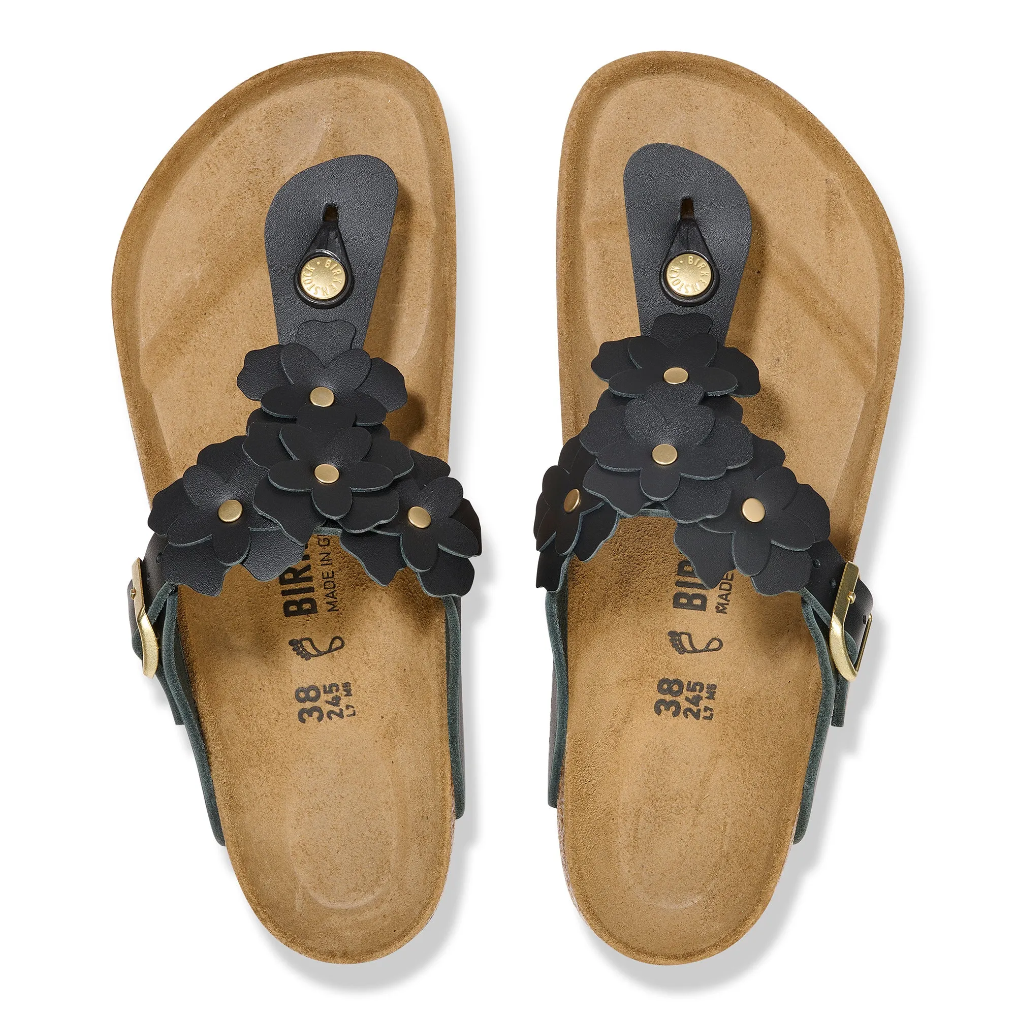 BIRKENSTOCK- GIZEH FLOWER NATURAL LEATHER SANDAL