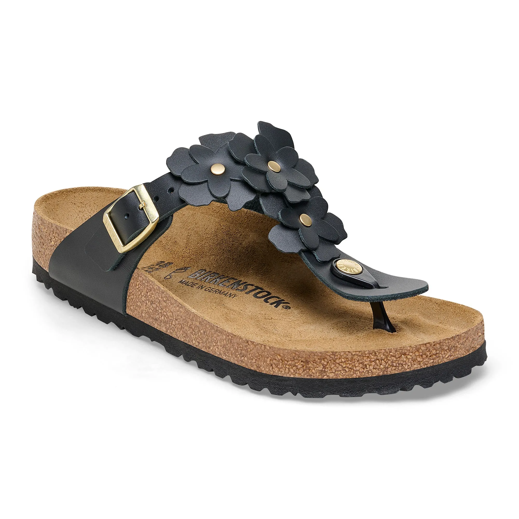 BIRKENSTOCK- GIZEH FLOWER NATURAL LEATHER SANDAL