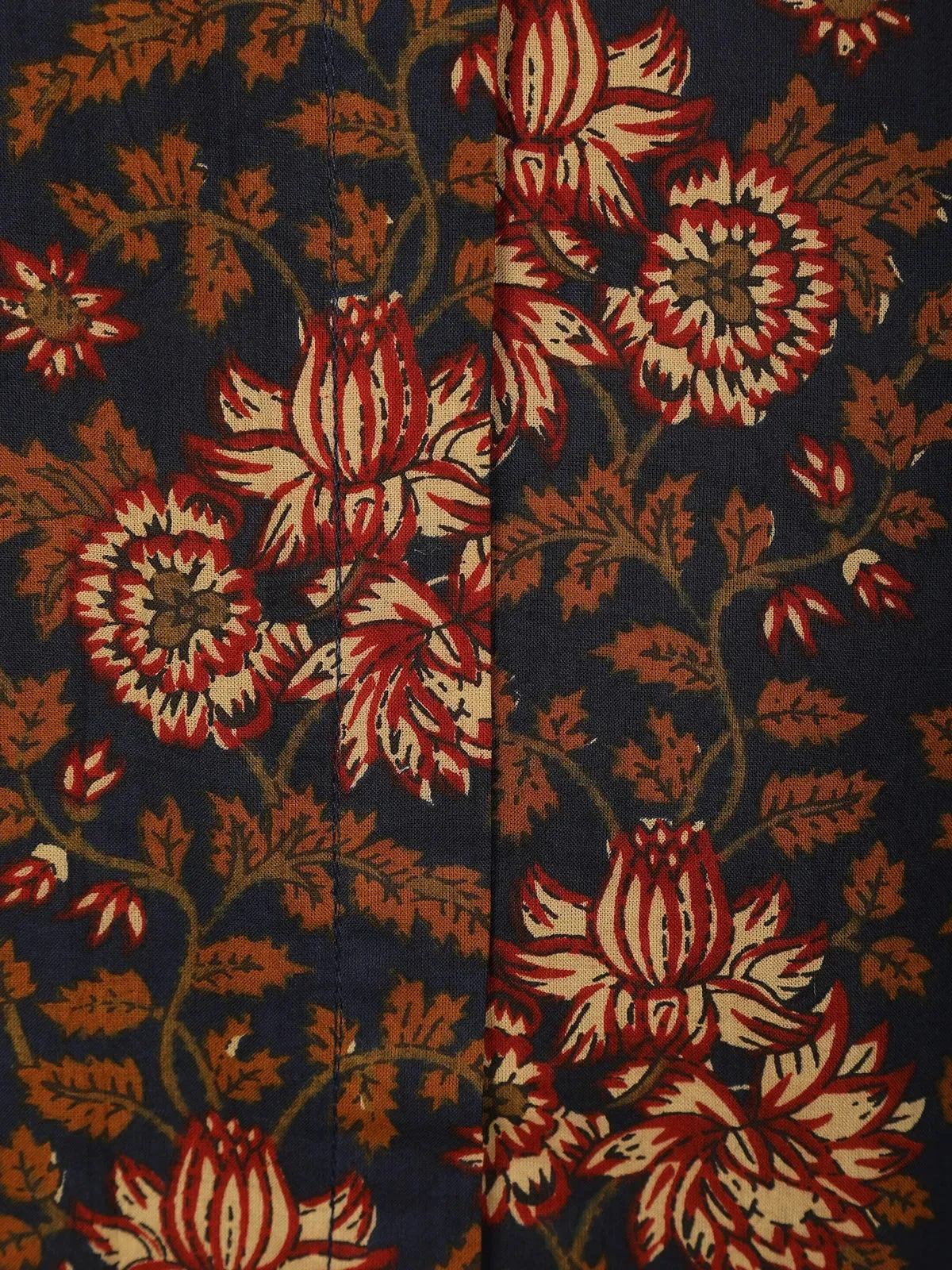 Black Floral Designed Cotton Straight Cut Salwar Suit