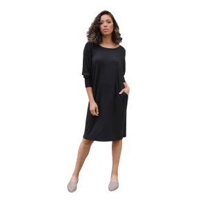 Black Knit Short Sleeve Dress