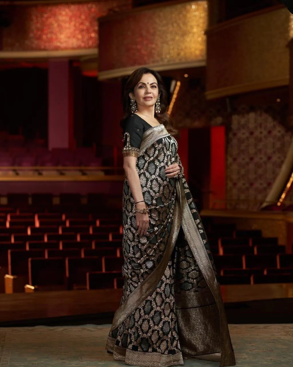 Black with Silver work Banarasee Zari work Semi Georgette Elegant Saree