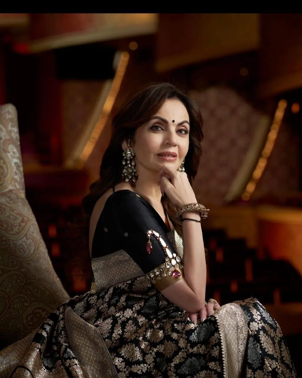 Black with Silver work Banarasee Zari work Semi Georgette Elegant Saree